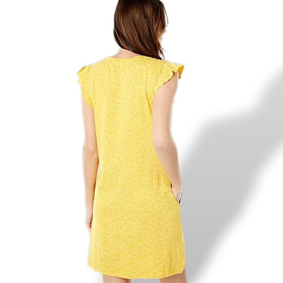 Toad & Co Rufflita flutter sleeve yellow orange organic cotton pocket shift dres - Picture 11 of 11